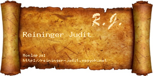 Reininger Judit névjegykártya